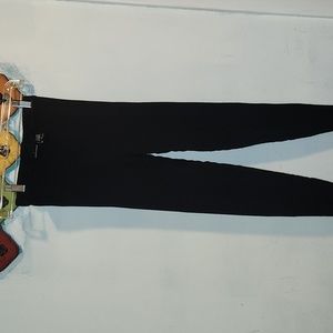 Leggings Jet Black Ribbed Cashmere Cotton Size M